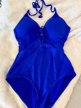 Jets by Jessika Allen Royal Blue Lace Up One Piece Swimsuit #beachwear